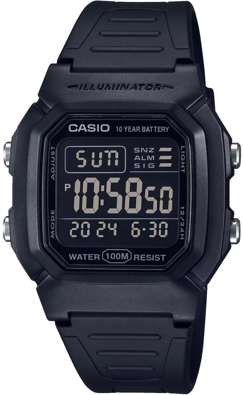 Casio W-800H-1B,Καουτσούκ, Μαύρο