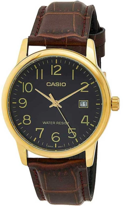 Casio MTP-V002GL-1B, Δερμάτινο, TE, Καφέ