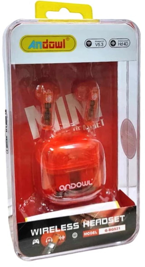 Andowl Ασύρματα ακουστικά Bluetooth με φωτισμό Q-BQS21 5.3 Πορτοκαλί