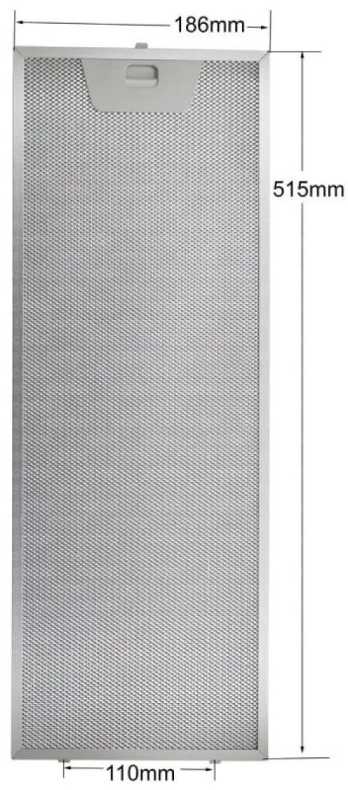 186mm x 515mm Μεταλλικό Φίλτρο απορροφητήρα  ARCELIK / BEKO / FABER / FRANKE 133.0176.353