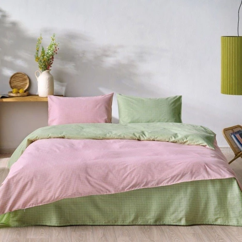 Σεντόνια Zuccero 14 (Σετ 3τμχ) Pink-Green Kentia Μονό 160x270cm 100% Βαμβάκι