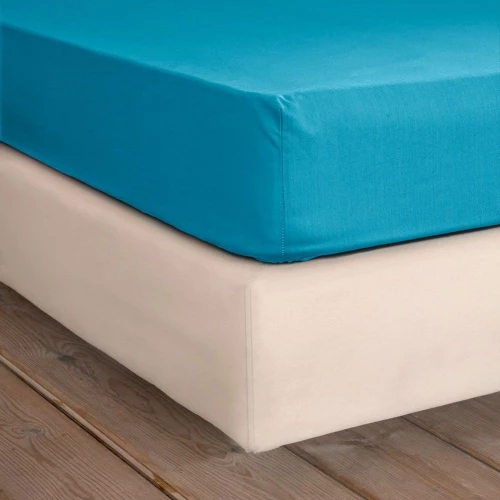 Σεντόνι Unicolors Με Λάστιχο Petrol Blue Nima King Size 185x240cm 100% Βαμβάκι