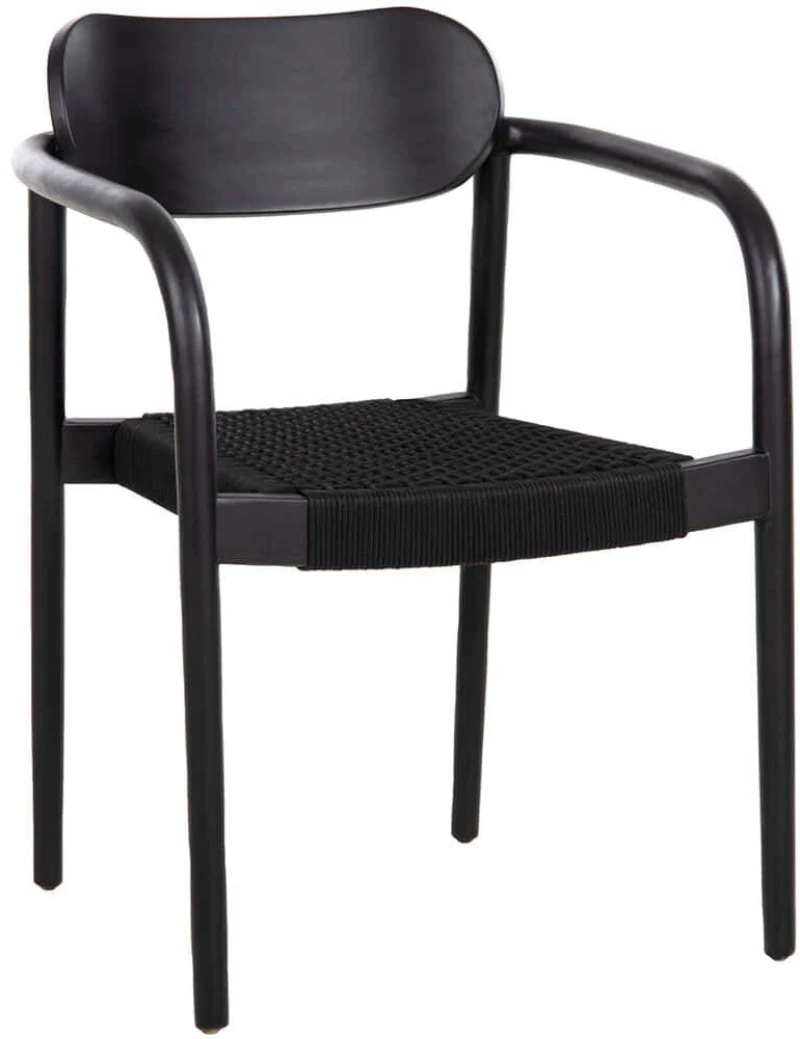 Πολυθρόνα Oslo HM9636.12 55x54x80cm Ξύλο-Σχοινί Black Ξύλο,Σχοινί