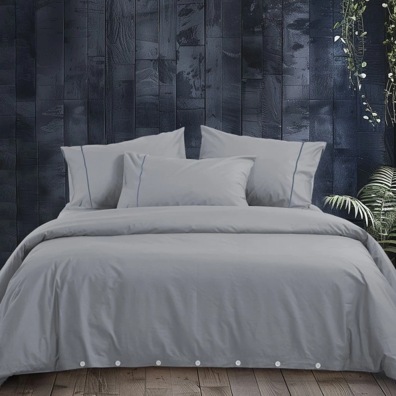 Παπλωματοθήκη Nau Wave Solid (Σετ 3τμχ) Silver Nautica Υπέρδιπλo 240x220cm 100% Βαμβάκι