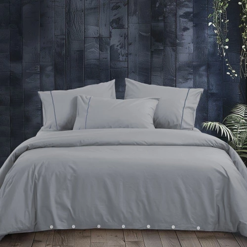 Παπλωματοθήκη Nau Wave Solid (Σετ 3τμχ) Silver Nautica Υπέρδιπλo 240x220cm 100% Βαμβάκι