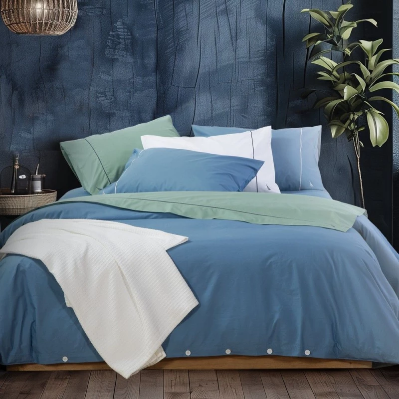 Σεντόνια Nau Wave Solid (Σετ 4τμχ) Blue Nautica King Size 280x270cm 100% Βαμβάκι