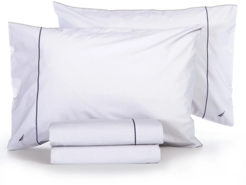 Σεντόνια Nau Wave Solid (Σετ 4τμχ) White Nautica Υπέρδιπλo 240x270cm 100% Βαμβάκι