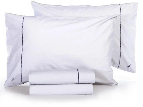 Σεντόνια Nau Wave Solid (Σετ 4τμχ) White Nautica Υπέρδιπλo 240x270cm 100% Βαμβάκι