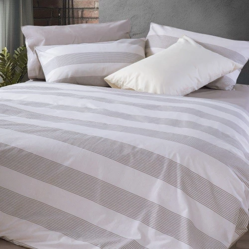 Σεντόνια Casual Stripe (Σετ 3τμχ) Ecru Nef-Nef Homeware Μονό 170x270cm 100% Βαμβάκι