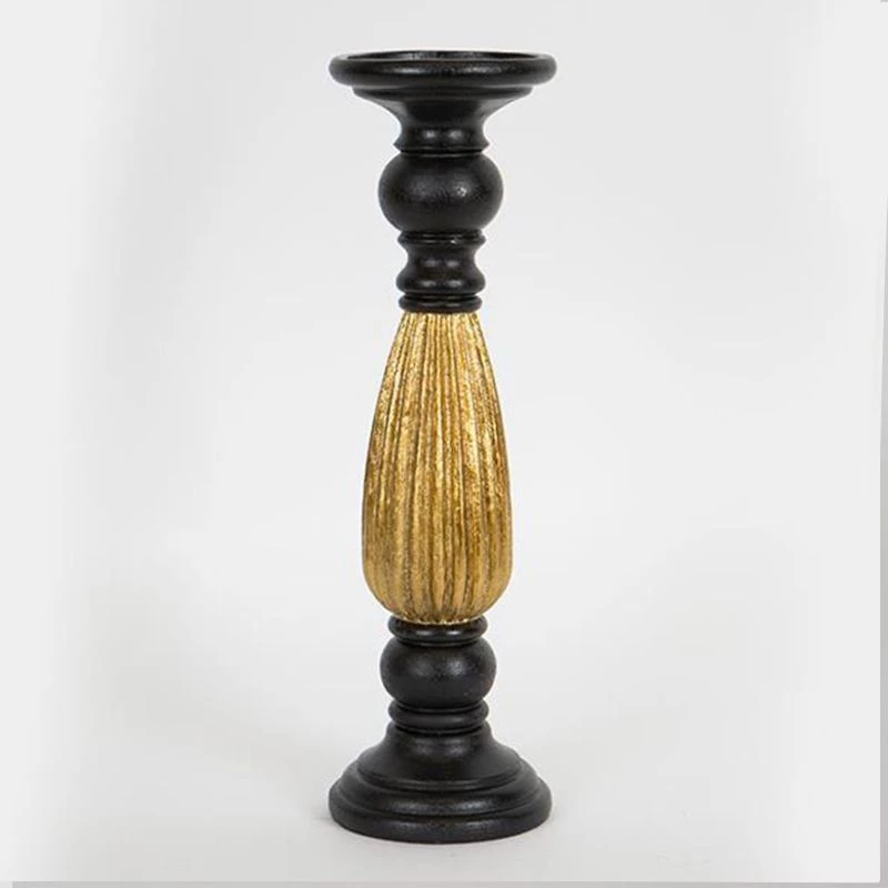 Κηροπήγιο 752-26010 10,5x10,5x35cm Black-Gold Estheti Home Πολυρεσίνη