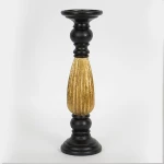 Κηροπήγιο 752-26010 10,5x10,5x35cm Black-Gold Estheti Home Πολυρεσίνη