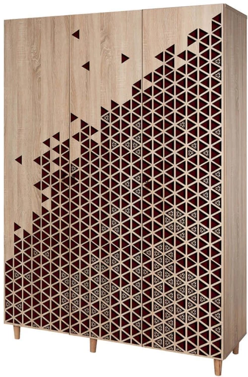 Ντουλάπα Τρίφυλλη Mode 863SPH4210 135x52x192cm Oak-Red Τρίφυλλη