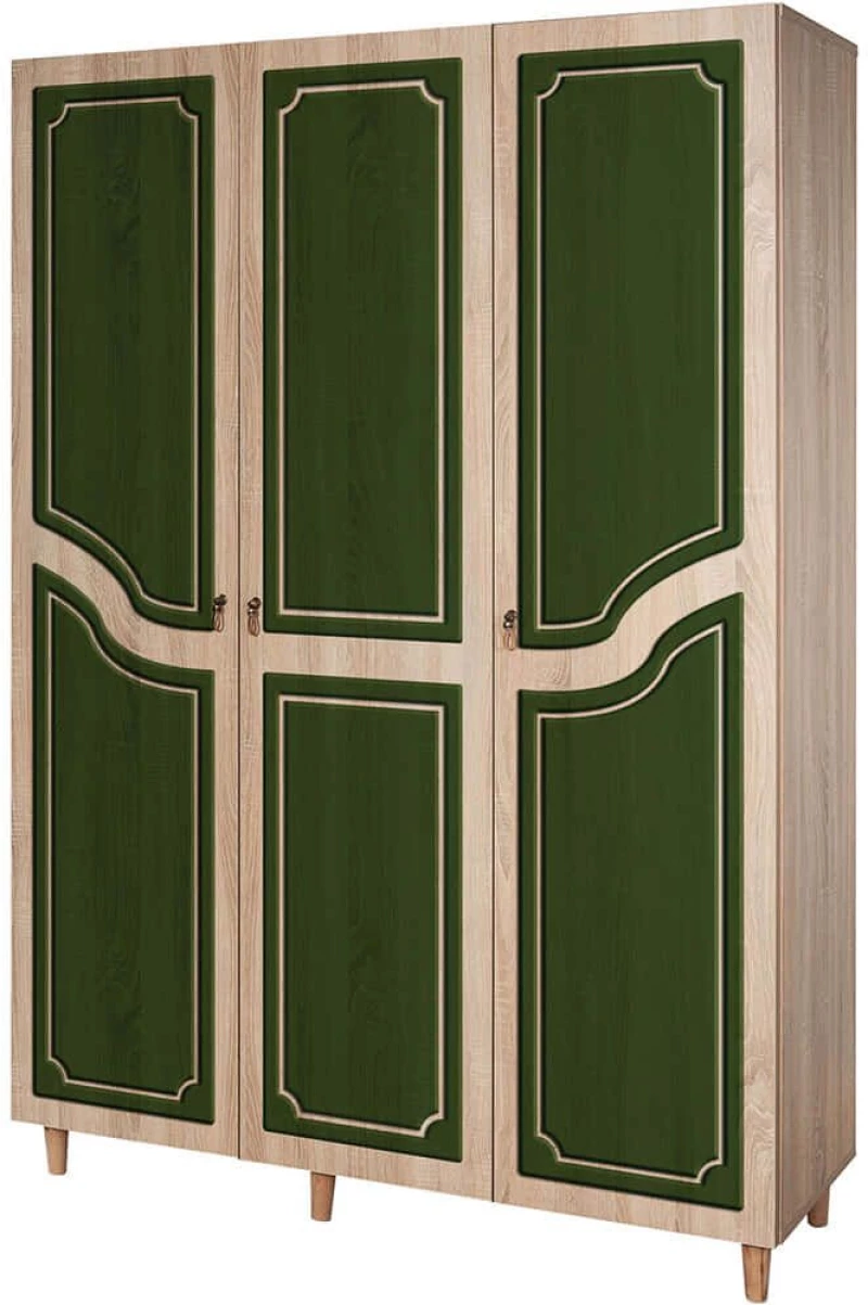 Ντουλάπα Τρίφυλλη Mode 863SPH4219 135x52x192cm Oak-Green Τρίφυλλη
