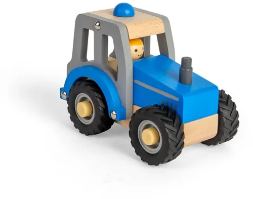 Τρακτέρ με λαστιχένιες ρόδες, μπλε - Bigjigs Toys