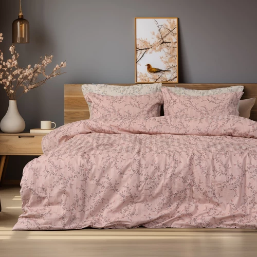 Beauty Home Σετ σεντόνια υπέρδιπλα Art 12214 Flora 100% Βαμβακοσατέν 300tc 240x270 Σομόν