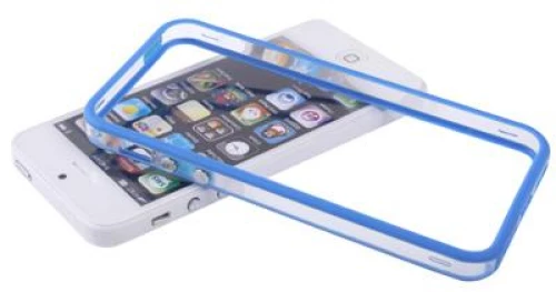 Διαφανές πλαστικό πλαίσιο προφυλακτήρα με κουμπιά για iPhone 5 (μπλε)