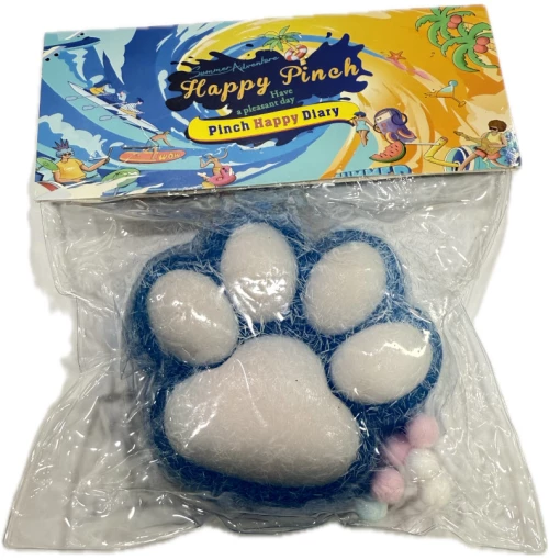 Antistress Pinch Squishy Taba Πατούσα με Pon Pon 10χ9cm Μπλε