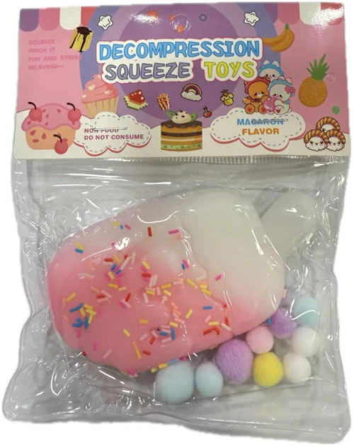Antistress Pinch Family Squishy Παγωτό με Pon Pon & Τρούφα Ροζ