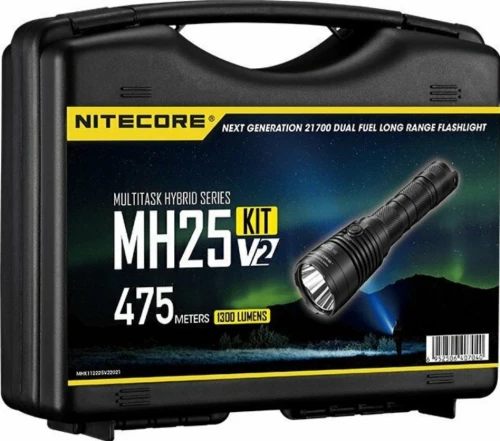 Φακός Nitecore MH25 V2 Hunting Kit Αδιάβροχος Επαναφορτιζόμενος LED Multi Task Hybrid με Βάση GM02 Weaver για Όπλο & Διακόπτη RSW3 1300 Lumens Μπαταρία 5000 mAh - Black (6952506407040)