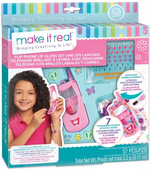 MAKE IT REAL ΣΕΤ FLIP PHONE LIP GLOSS ΚΑΙ DIY ΛΟΥΡΑΚΙ (#2329)