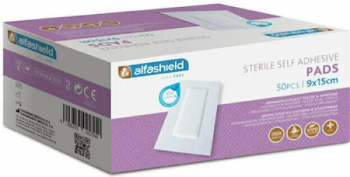KARABINIS Medical  Alfashield Αποστειρωμένα Αυτοκόλλητα Επιθέματα 15X9cm 50 Τεμάχια
