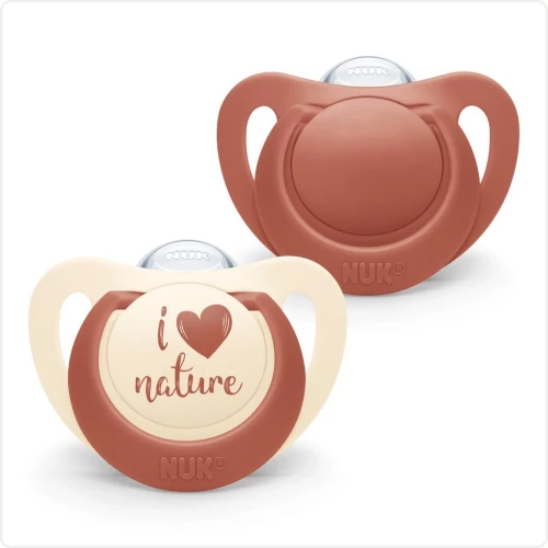 NUK For Nature Πιπίλα Σιλικόνης 6-18m 2 Τεμάχια Σε Διάφορα Σχέδια - Κόκκινο