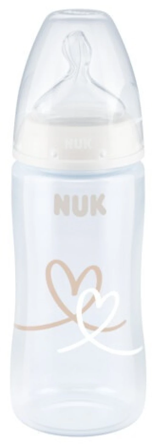 NUK First Choice Plus Temperature Control, Μπιμπερό Πολυπροπυλενίου Flow Control Κατά Των Κολικών Με Θηλή Σιλικόνης Για 6-18 Μηνών 300ml 10.741.088 - Λευκό