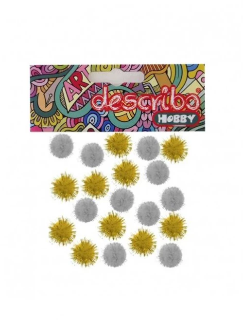 Describo Pom-Poms Glitter Χρυσό Ασημί 20 Τεμάχια  Μέγεθος 25mm