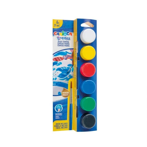 Carioca Τέμπερες 6 Χρώματα 12ml Με Πινέλο