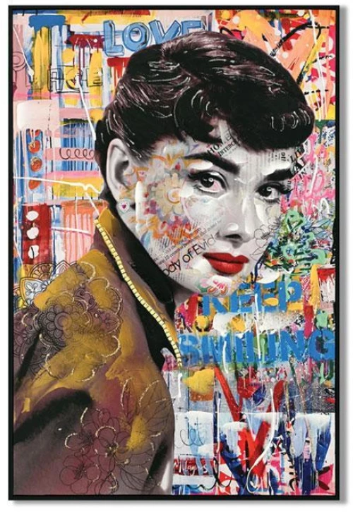 ΠΙΝΑΚΑΣ ΣΕ ΚΑΜΒΑ ΜΕ ΠΛΑΣΤΙΚΟ ΠΛΑΙΣΙΟ Audrey Hepburn 62x4x92cm