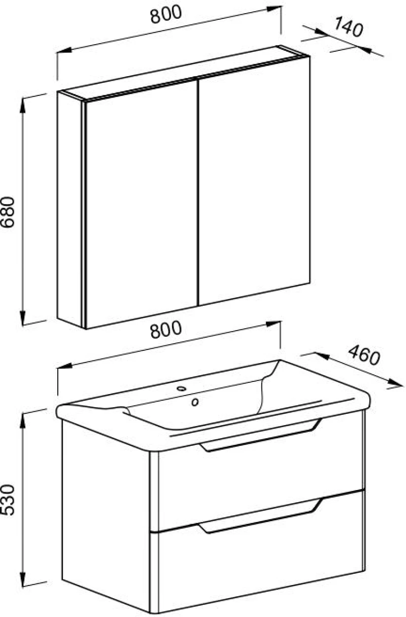 Καθρέπτης μπάνιου Perla 80 Λευκό 80x14x68 εκ. 80x14x68 εκ.