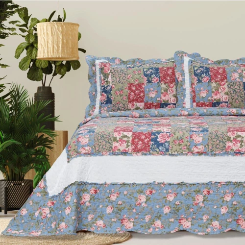 Κουβερλί Εμπριμέ Σετ Γ-1 Μονό Μπλε 160 x 220 cm + 50 x 70 cm