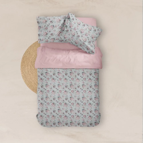 Σεντόνια Εμπριμέ Σετ Αγιρολούλουδο Υπέρδιπλα Ροζ (2) 240 x 260 cm + (2) 50 x 70 cm