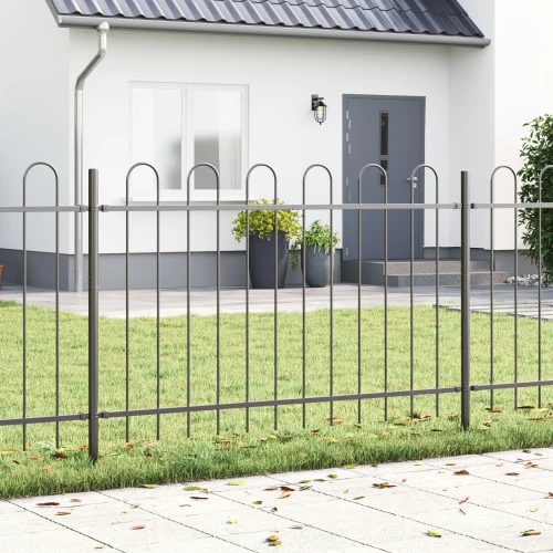 Φράχτης Κήπου vidaXL με Τόξο Γκρι 8,5x1 μ Χάλυβας
