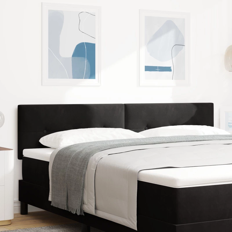 vidaXL LED Κεφαλάρι με Κουμπιά Μαύρο 90 εκ Βελούδο