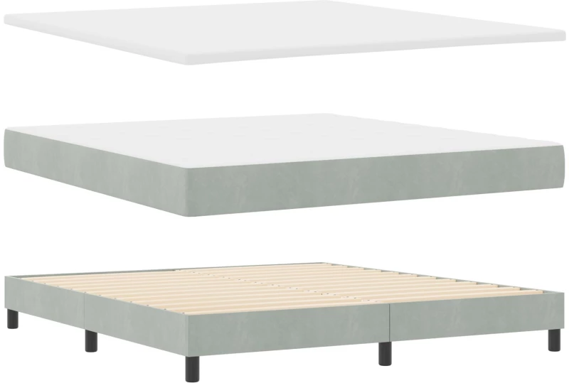 Κρεβάτι Box Spring με Στρώμα vidaXL Γκρι Ανοιχτό Σούπερ Κάτω από Βελούδο