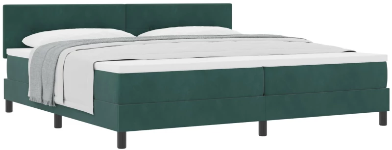 vidaXL Κρεβάτι Box Spring με Στρώμα Σκούρο Πράσινο 200x200 εκ. Βελούδο