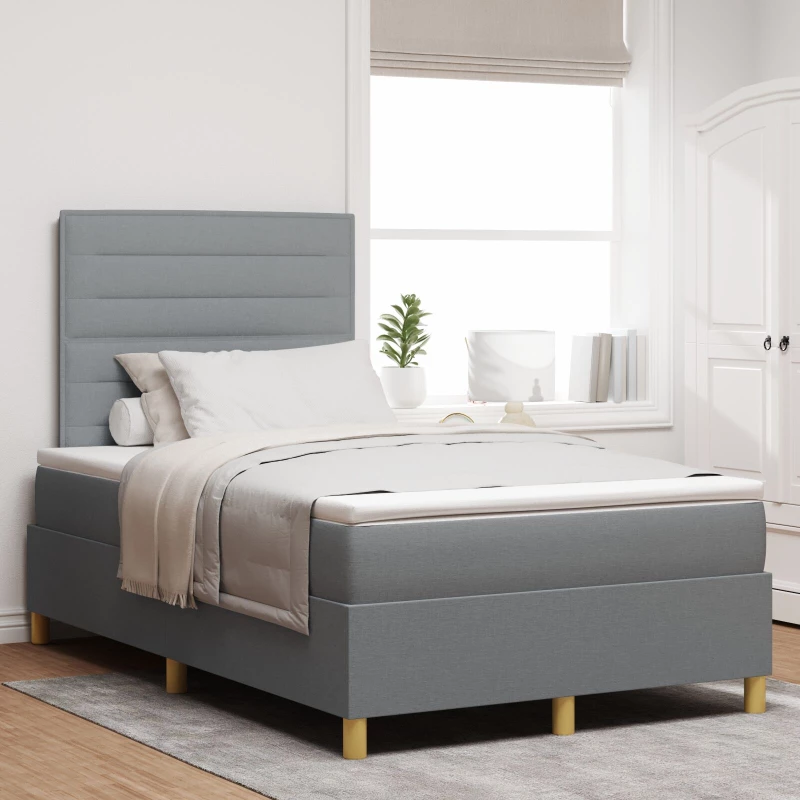 vidaXL Κρεβάτι με Σπαστό Στρώμα Ανοιχτό Γκρι 120x200 cm Ύφασμα