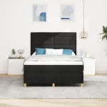 vidaXL Box Spring Bed με Στρώμα Μαύρο 140x200 cm Ύφασμα