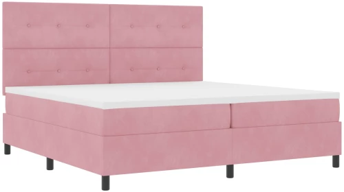 Κρεβάτι Box Spring vidaXL με Στρώμα Ροζ 200x200 εκ. Βελούδο