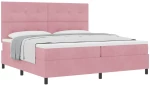 Κρεβάτι Box Spring vidaXL με Στρώμα Ροζ 200x200 εκ. Βελούδο