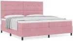Κρεβάτι Box Spring vidaXL με Στρώμα Ροζ 200x200 εκ. Βελούδο