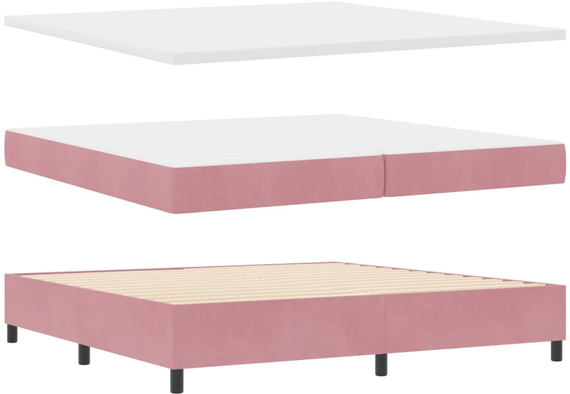 Κρεβάτι Box Spring vidaXL με Στρώμα Ροζ 200x200 εκ. Βελούδο