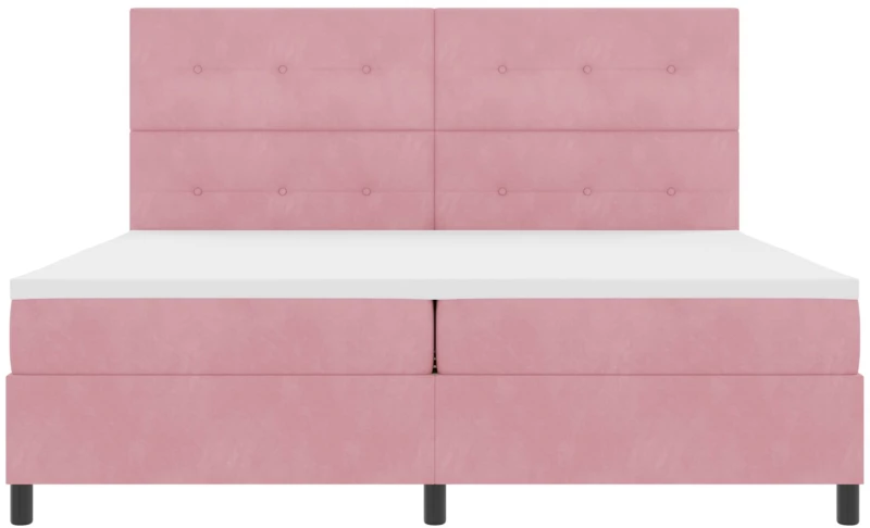 Κρεβάτι Box Spring vidaXL με Στρώμα Ροζ 200x200 εκ. Βελούδο