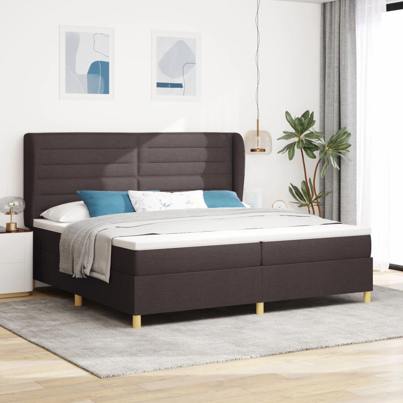 vidaXL Κρεβάτι Box Spring με Στρώμα Καφέ 200x200 εκ Υφάσμα