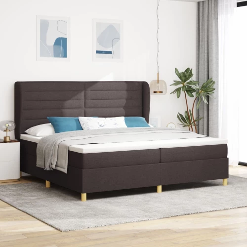 vidaXL Κρεβάτι Box Spring με Στρώμα Καφέ 200x200 εκ Υφάσμα