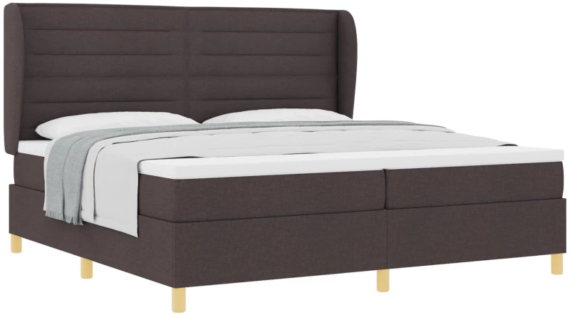 vidaXL Κρεβάτι Box Spring με Στρώμα Καφέ 200x200 εκ Υφάσμα