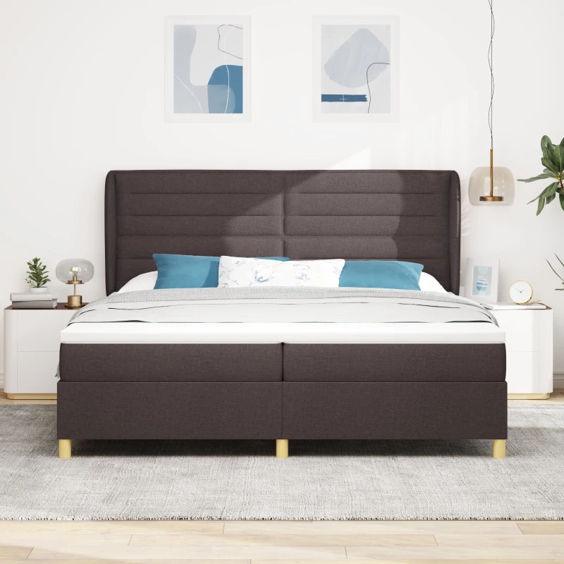 vidaXL Κρεβάτι Box Spring με Στρώμα Καφέ 200x200 εκ Υφάσμα
