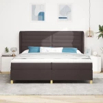 vidaXL Κρεβάτι Box Spring με Στρώμα Καφέ 200x200 εκ Υφάσμα