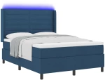 vidaXL Κρεβάτι Box Spring με Στρώμα & LED Μπλε 140x200 εκ Υφάσμα